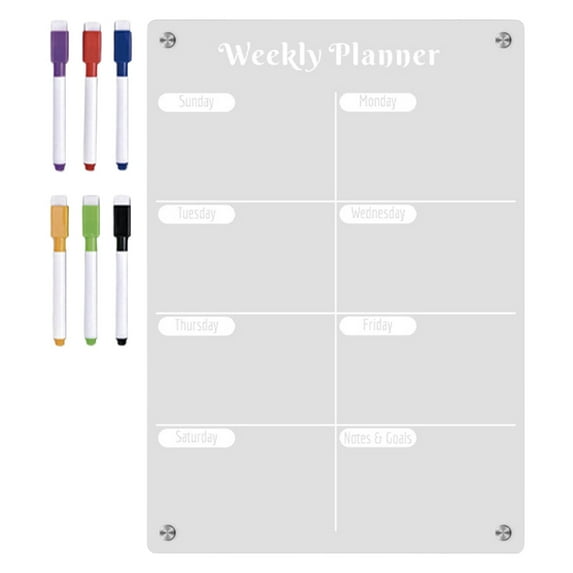 Magnetic Dry Erase, Weekly Planner Board for Kitchen, Family Schedule Menu Planner, Large White Fridge Calendar, Schedule Board