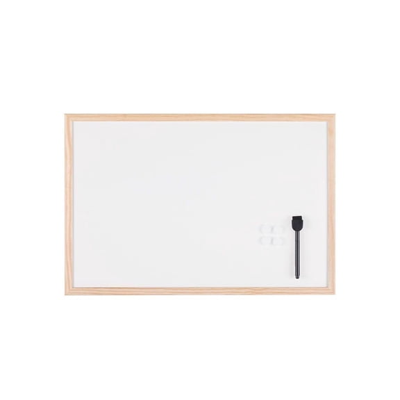 Magnetic Dry Erase White Board, 24" x 36" Pine Wood Frame Whiteboard for Home Office, Wall Mount Kit Included for Kitchen Classroom Scheduling, White