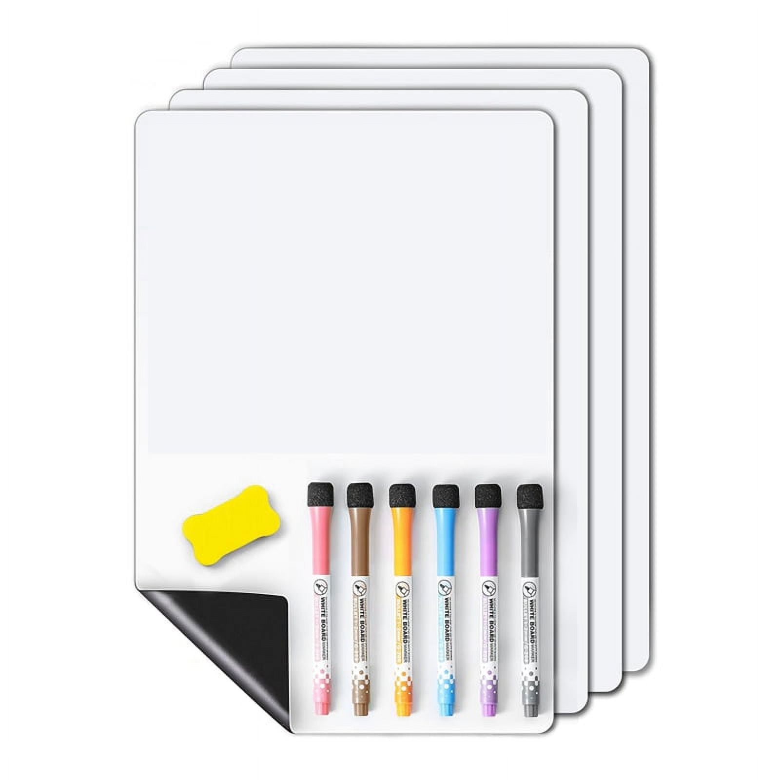 4 PCS Magnetic Dry Erase White Board - Fridge, Wall Magnet Small Whiteboard Stain Technology, 12 X 8 Inches