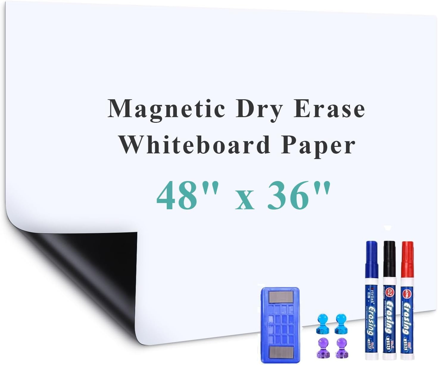 Dry Erase Whiteboard Paper, 48" x 36" with Self Adhesive