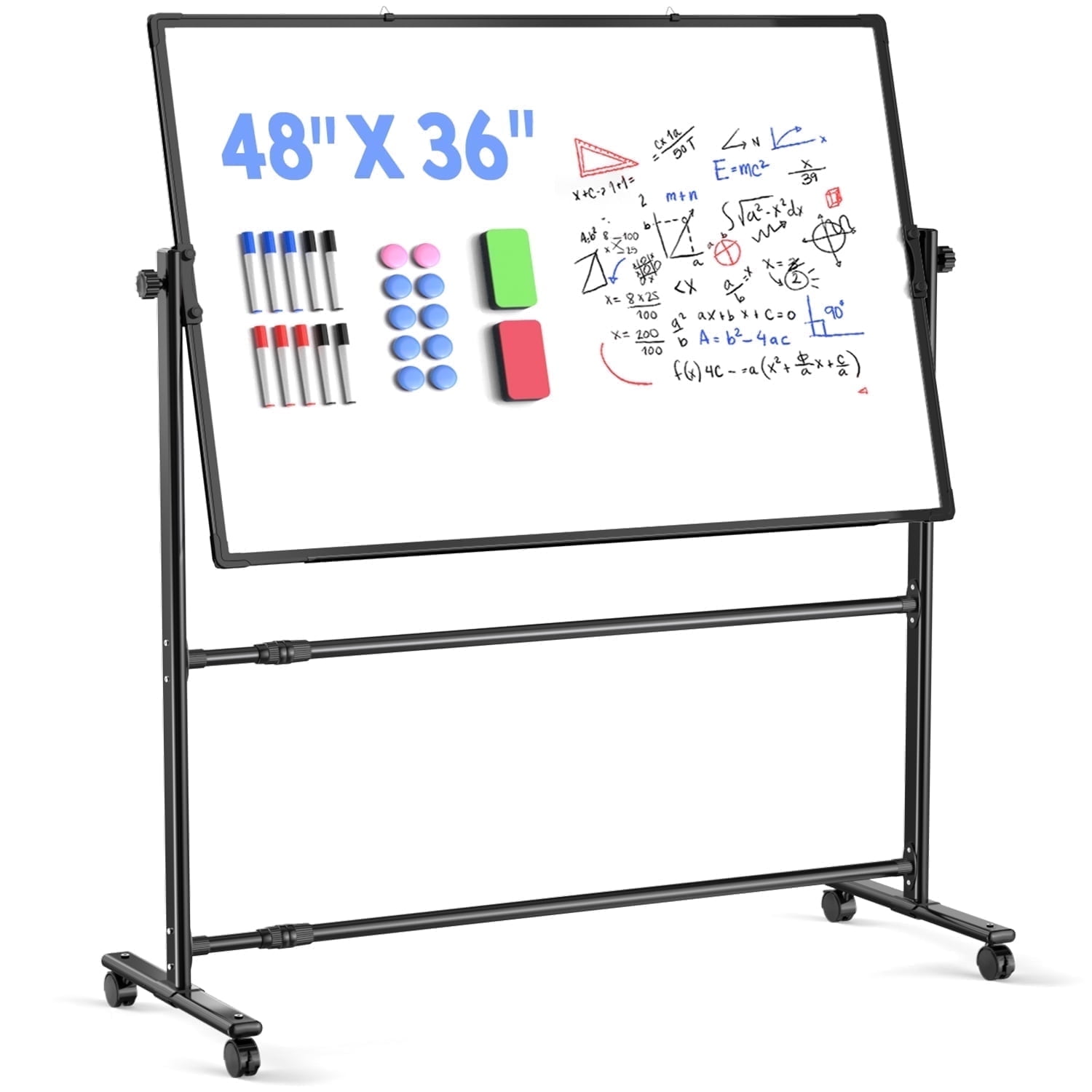Walmart exclusive discounts  FOUKUS Double-Sided Magnetic White Board: 48" x 36" Mobile Dry Erase Board with Stand, Large White Board for Office, Home, School, Classroom - Markers, Eraser, Magnets Included