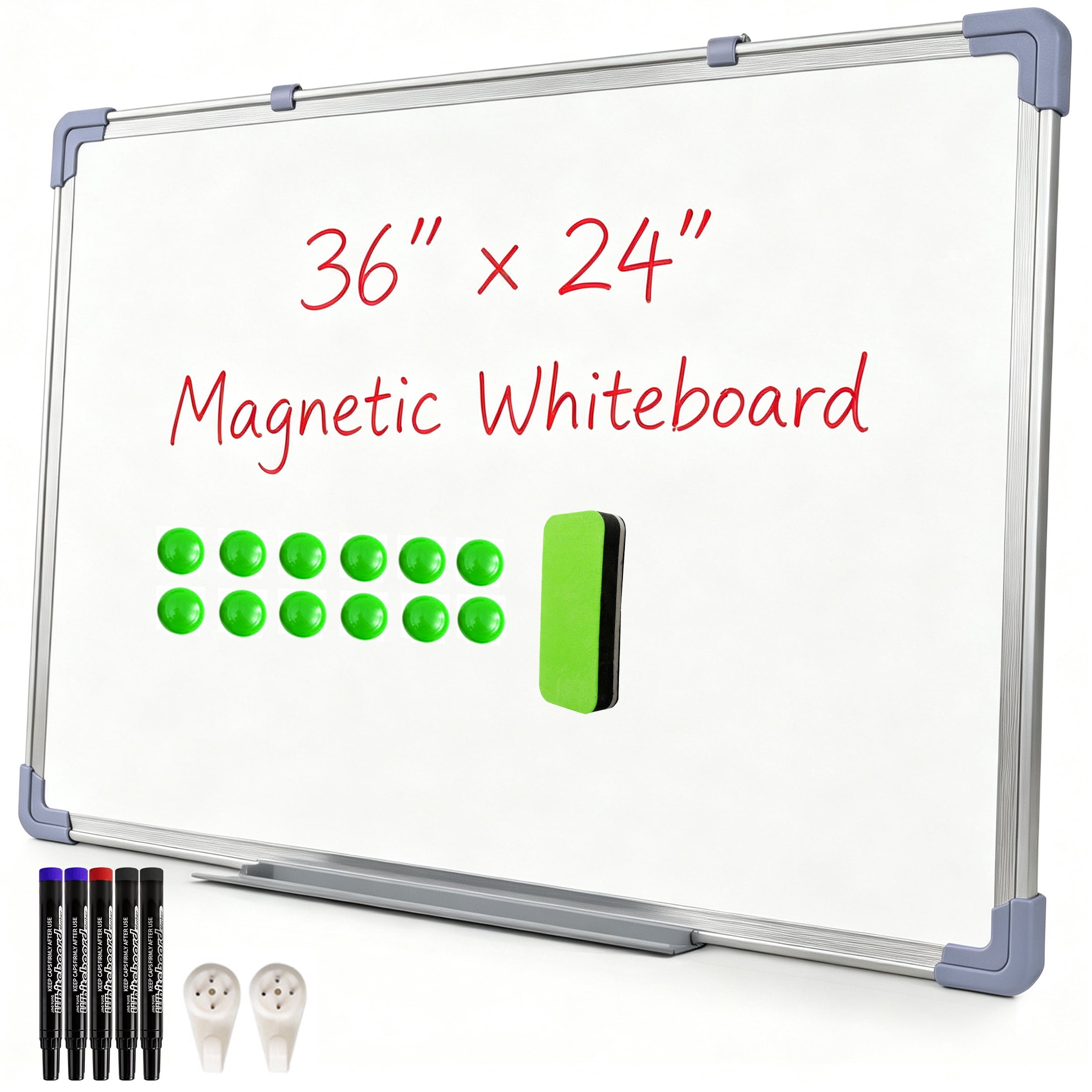 GARITIN White Board 36 x 24 Inch, Magnetic Dry Erase Board with Marker Tray, Aluminium Frame White Board for Office, Classroom & Home