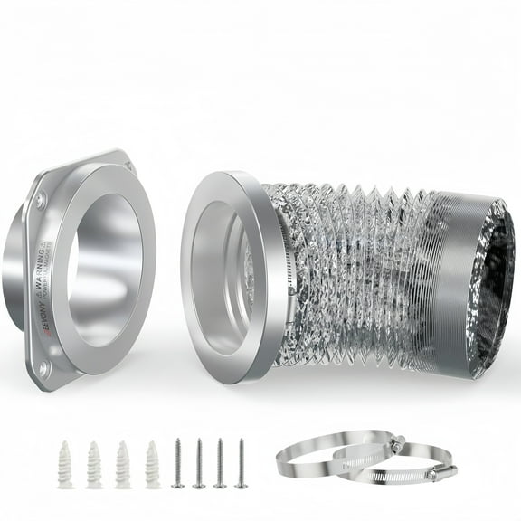 Magnetic Dryer Vent Connector Kit with Airtight Seal, 4"x3.3ft Duct & 2 Clamps, Quick Connect