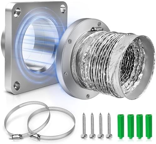 Magnetic Dryer Vent Coupler with 4 inch Hose，Magnetic Coupling for Connection and Disconnection,Magnetic Connector Kit Strong Self-connection(silver）