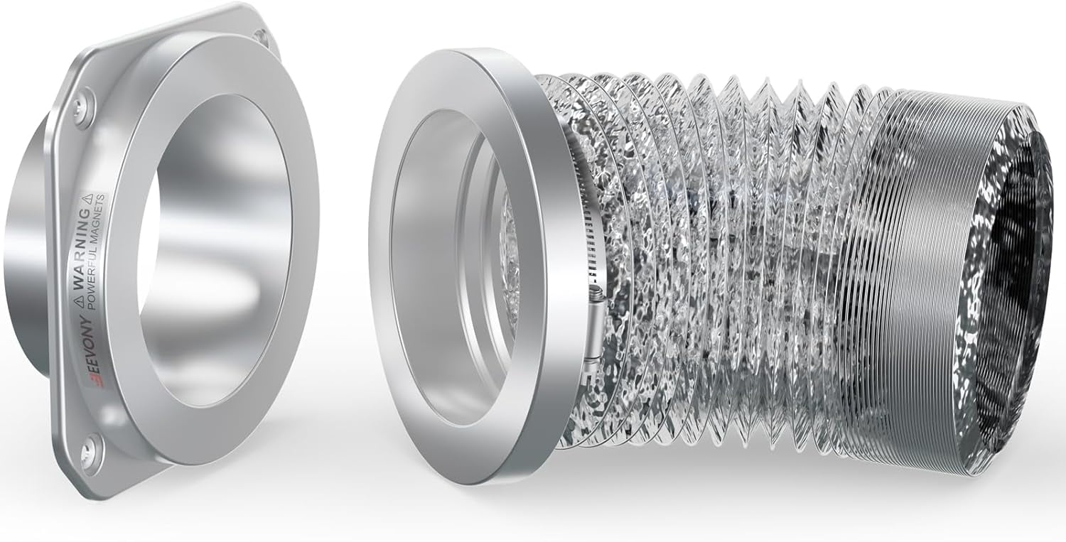 Magnetic Dryer Vent Coupling DV180 Airtight Seal Dryer Vent Connector Kit Easy to Clean Quick Connector Including a 2.6ft 4" Duct and two Clamps