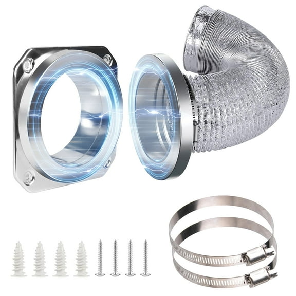 Magnetic Dryer Vent Coupling Kit-DV180 Airtight Seal Dryer Vent Connector Kit, Quick Connect/Disconnect with 4" x 3.3ft Duct & 2 Clamps, Easy to Clean & Install Connector for Dryer Venting
