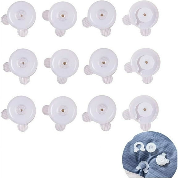 Magnetic Duvet Clips, Transparent Comforter Grippers, Prevent Bunching, Easy Installation, 12 Pack, Safe Locking, Multi Purpose Uses for Duvets and Comforters