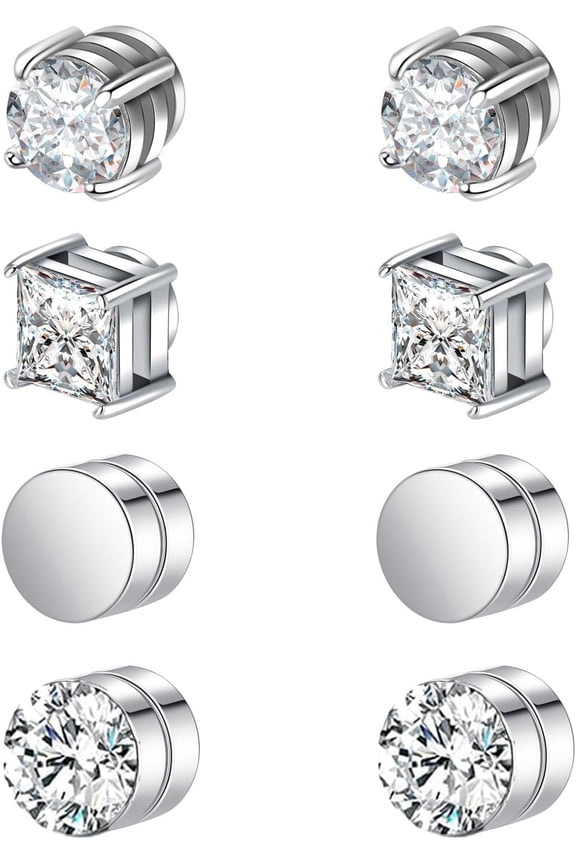 Magnetic Earring Studs elegant sophisticated Stainless Steel Fake Earring Non Piercing for Women Men Clips On Earrings Silver Black[s208]