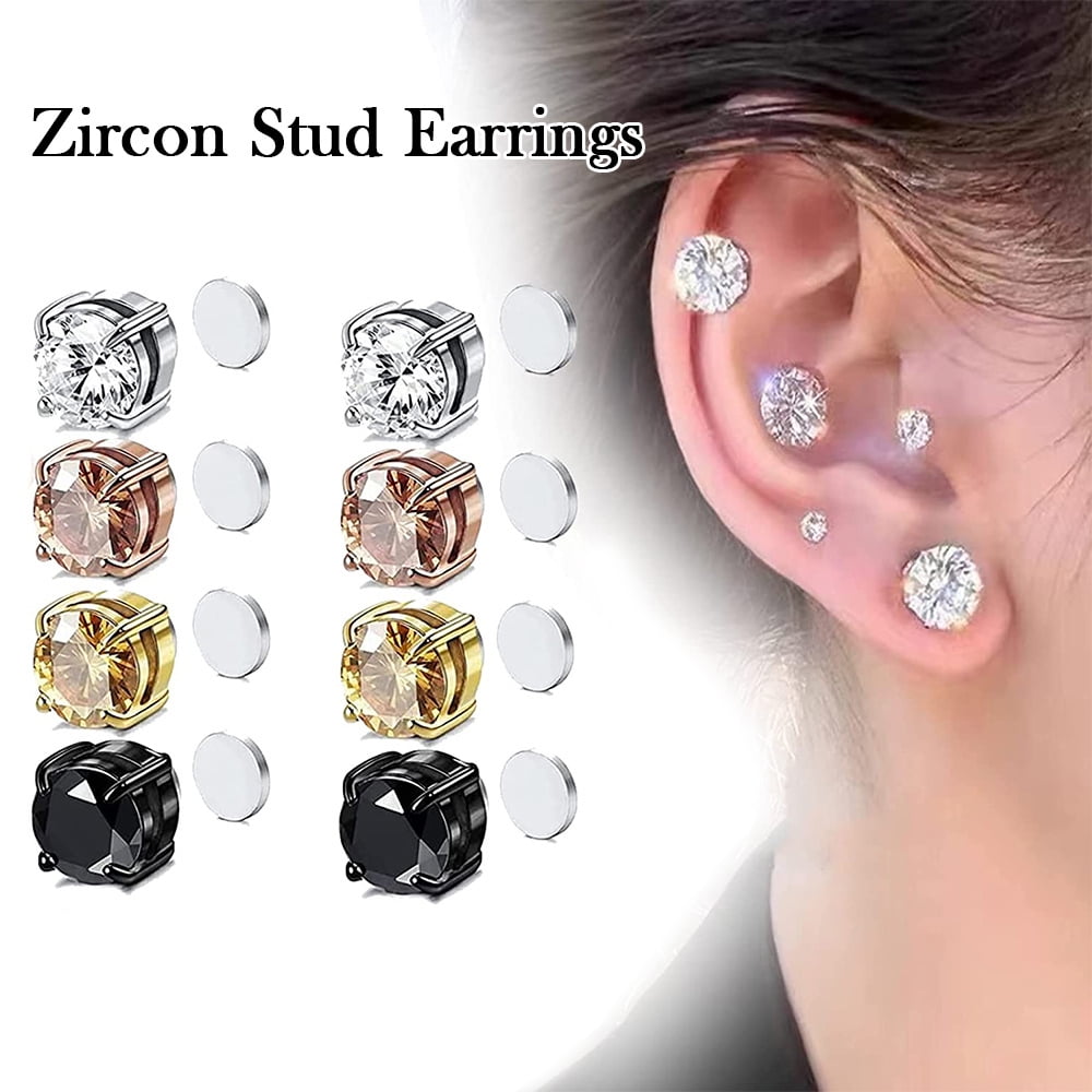 4Pairs Lymphvity Magnetherapy Earrings for Men Women Magnet Earrings  Magnetic Stud Earrings Kyana Lympha-circurl Ear Ornament - Walmart.com