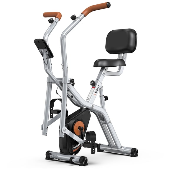 Magnetic Exercise Bike for Seniors with Arm Exerciser, Quiet Foldable Bike for Home