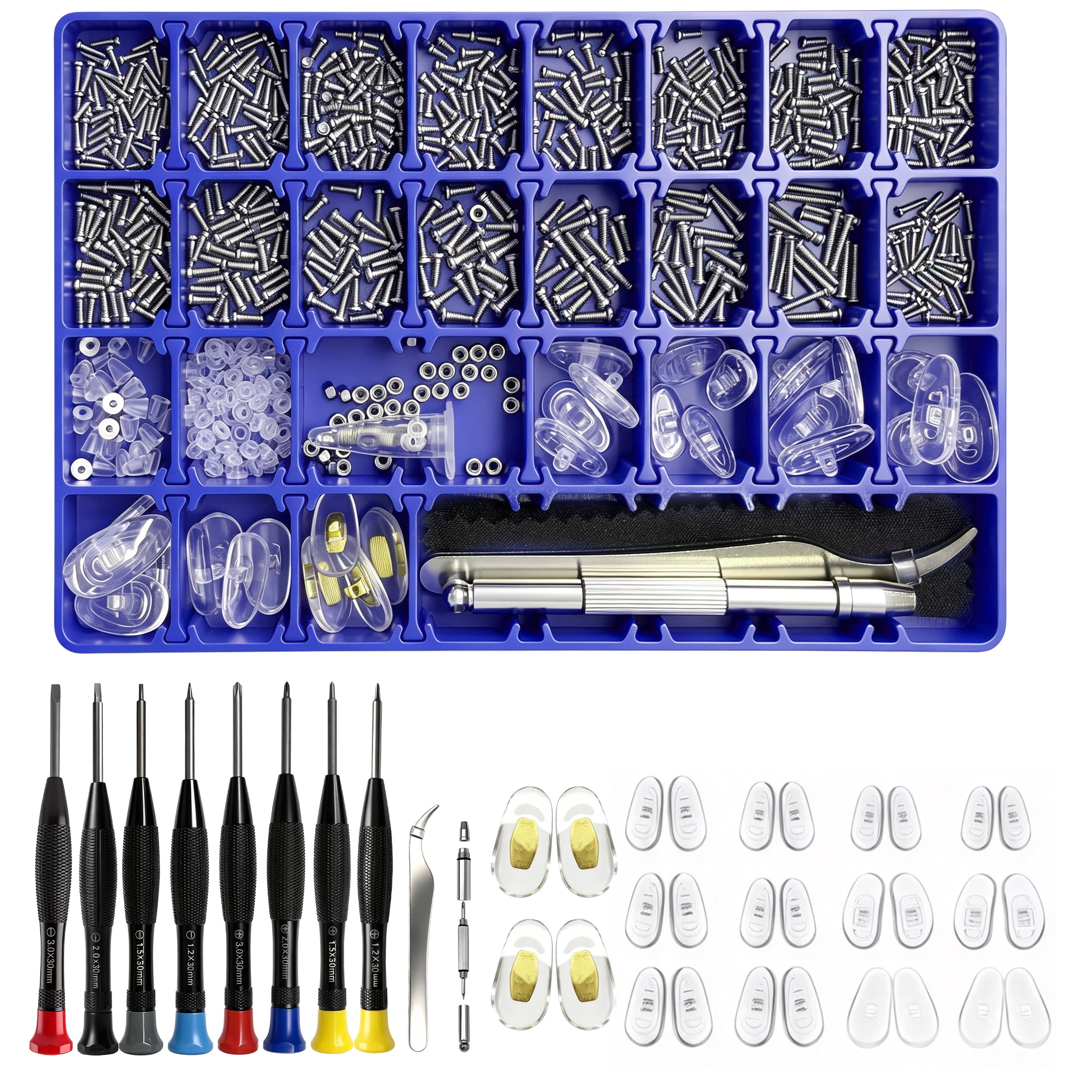 GARITIN Eyeglass Repair Kit with Precision Screwdrivers, Glasses Screws, Nose Pads & Tweezers, Professional Eyewear Repair Tool Set for Sunglasses, Eyeglasses & Spectacles