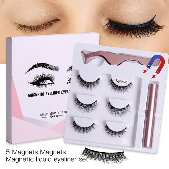 Magnetic Eyelash Applicator Set - Waterproof Long-Lasting Reusable Fake Lashes,3 Pair Magnetic-305