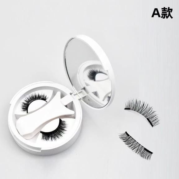 Magnetic Eyelashes 1 Pair Reusable Magnetic Eyelashes with App licator, No Adhesive Required, Natural-Looking Eyelashes, Eyelash Curler Set, Easy to Wear and Remove