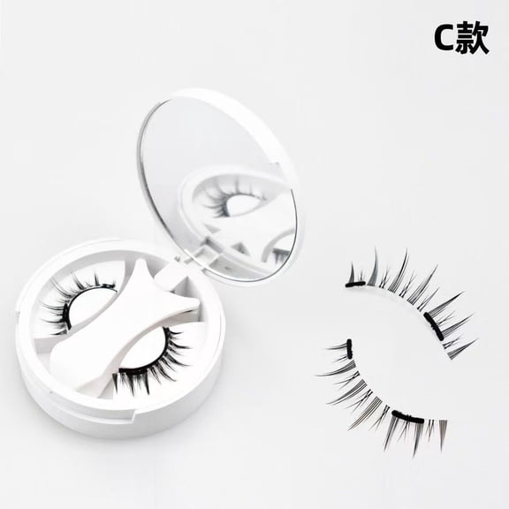 Magnetic Eyelashes 1 Pair Reusable Magnetic Eyelashes with App licator, No Adhesive Required, Natural-Looking Eyelashes, Eyelash Curler Set, Easy to Wear and Remove