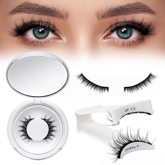 Magnetic Eyelashes with Applicator, 2 Pairs Reusable Magnetic Lashes No Glue Needed, Natural Look Cat Eye False Eyelashes Kit Easy to Apply and Remove