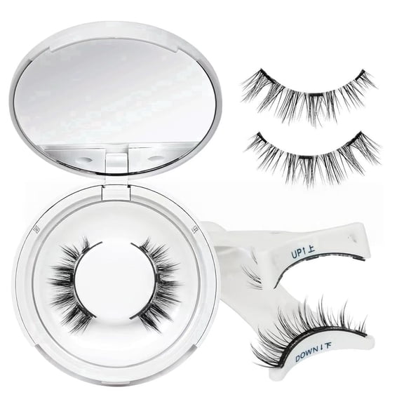 Magnetic Eyelashes with Applicator, 2 Pairs Reusable Magnetic Lashes No Glue Needed, Natural Look Cat Eye False Eyelashes Kit Easy to Apply and Remove