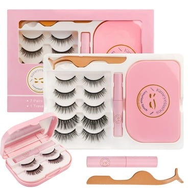 Magnetic Eyelashes and Eyeliner Kit 3D 10D Natural Look, Wispy, Cat Eye, Dramatic Soft False Lashes 7 Pairs with Travel Case Easy to Wear Reusable Lashes Waterproof Long Lasting Kimeyelashes