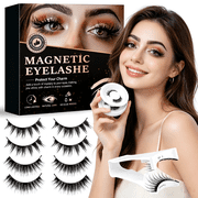 Magnetic Eyelashes Kit - 4 Pairs Reusable Dual Magnetic Lashes with Applicator, Professional Lash Extensions, Natural Look & Lightweight - Long Lasting False Eyelashes for Daily Wear