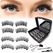 Magnetic Eyelashes Kit with Professional Applicator - Glue-Free, Reusable Natural Look Dual Magnetic Lashes, Lightweight False Eyelashes for All-Day Wear