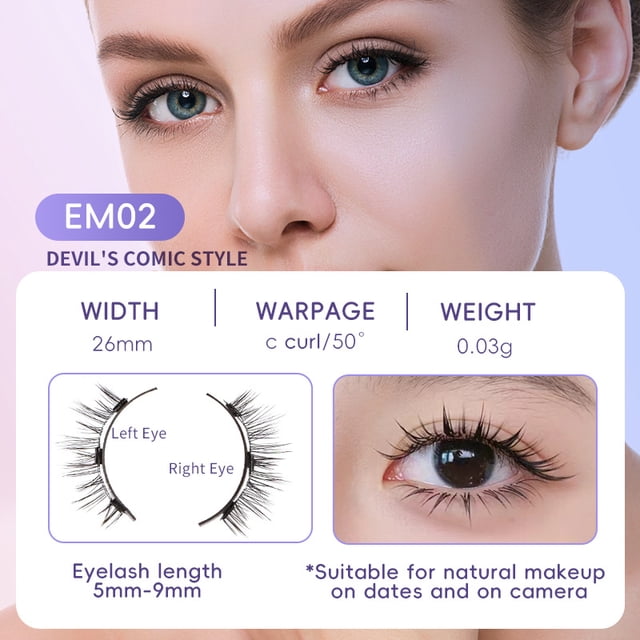 Magnetic Eyelashes Kit with Clip – Reusable No Glue Lashes, Natural ...