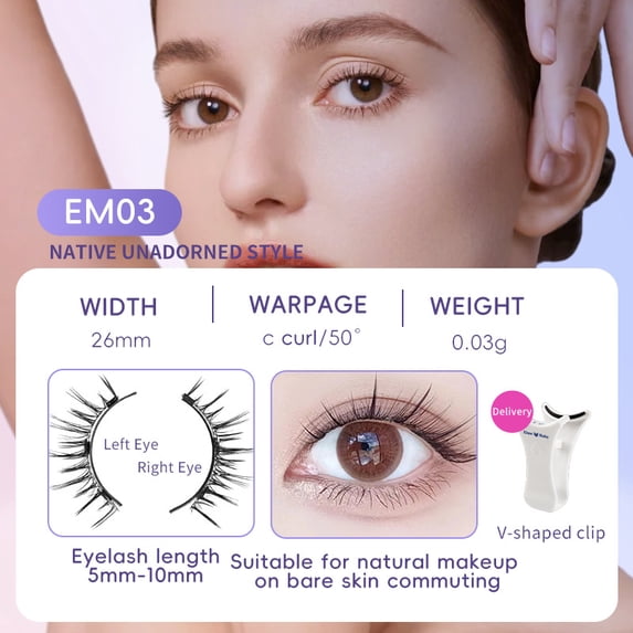 Magnetic Eyelashes Kit with Clip – Reusable No Glue Lashes, Natural Lightweight Fake Eyelashes for Easy DIY Glam Look