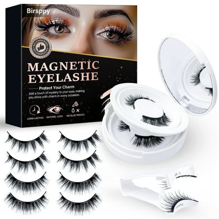 Magnetic Eyelashes, Magnetic Eyelashes with Applicator, Waterproof and Long Lasting Fake Eyelashes