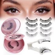 Magnetic Eyelashes Natural, Look Fluffy False Eyelashes Reusable Magnetic Lashes Kit with Applicator No Glue Needed Easy to Wear and Remove 2 Pairs