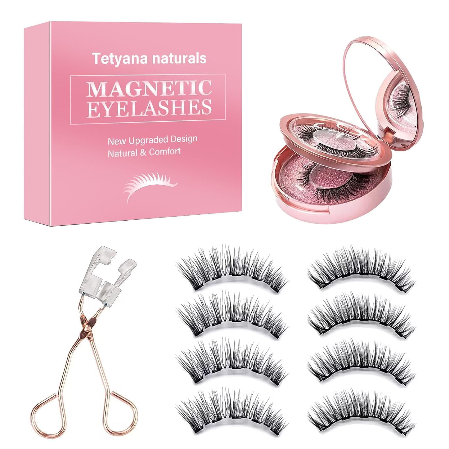 Eyelashes Natural Look, 8 Pcs Dual False Eyelashes