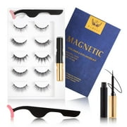 Magnetic Eyelashes,Natural Look Magnetic Lashes with Eyeliner,Reusable Magnetic Eyelashes without Glue,Easy to Wear(5-Pairs)