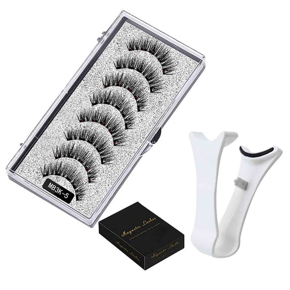 Magnetic Eyelashes, Reusable False Lashes, Natural Look Magnetic Eyelashes for Glamorous Eye Makeup, Comfortable Fit, Easy to Wear and Remove, Lightweight and Durable Eyelash Extension Kit with Curler