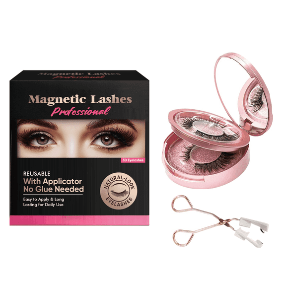 Magnetic Eyelashes with Applicator Kit (4 Pair), Natural Looking Fake Lashes, Glue-Free, Waterproof & Reusable, Long Lasting Strong Hold