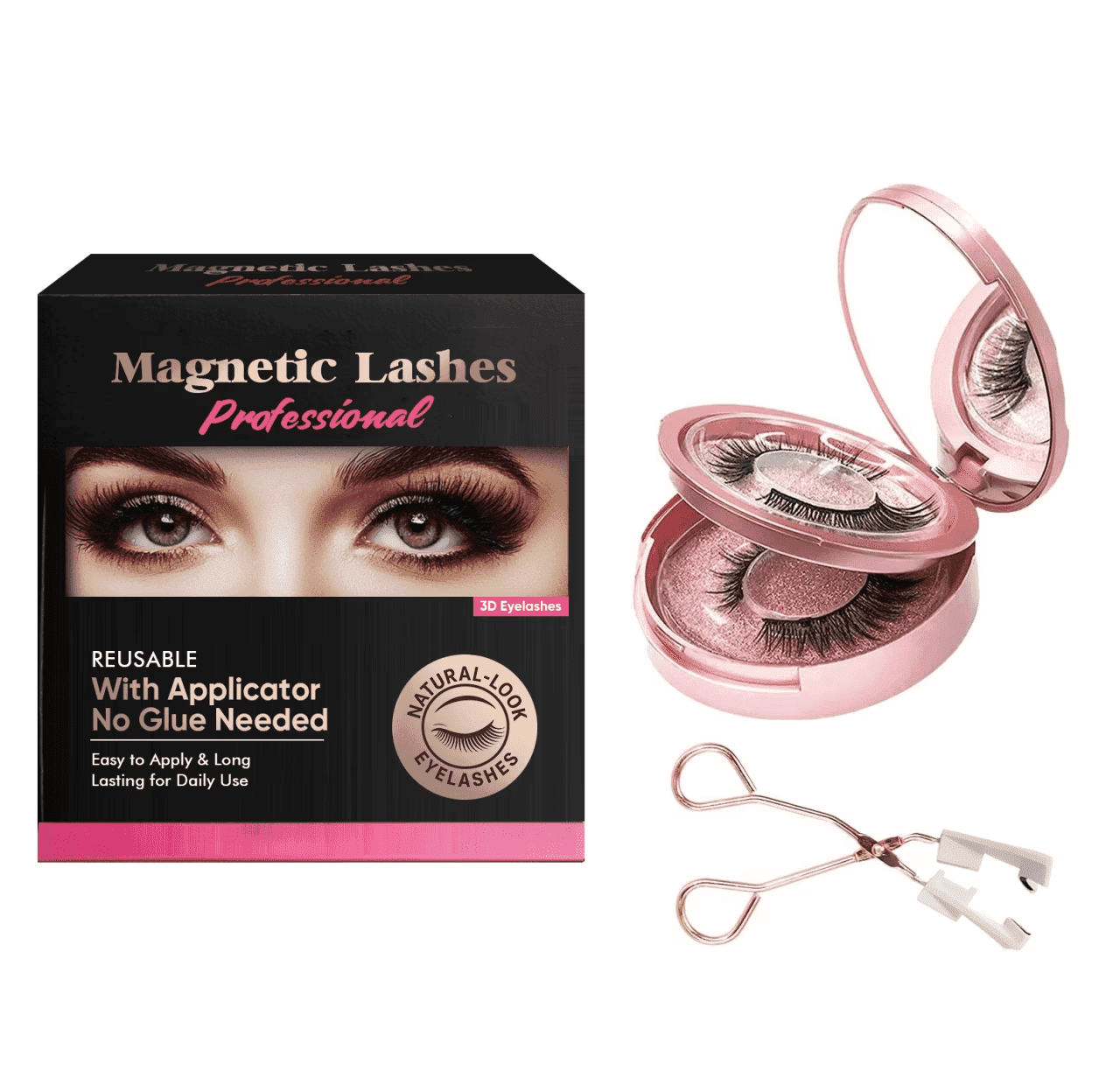Magnetic Eyelashes with Applicator Kit (4 Pair), Natural Looking Fake ...