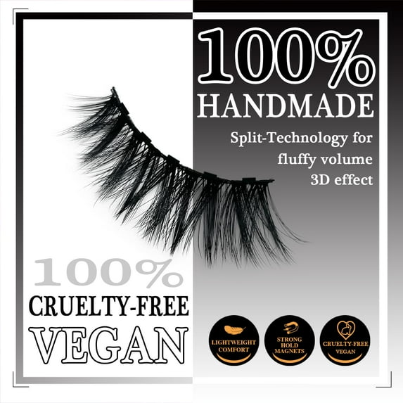 Magnetic Eyelashes with Eyeliner Kit, Synthetic Fiber, Natural Look, Waterproof, No Glue Required (Black+8)