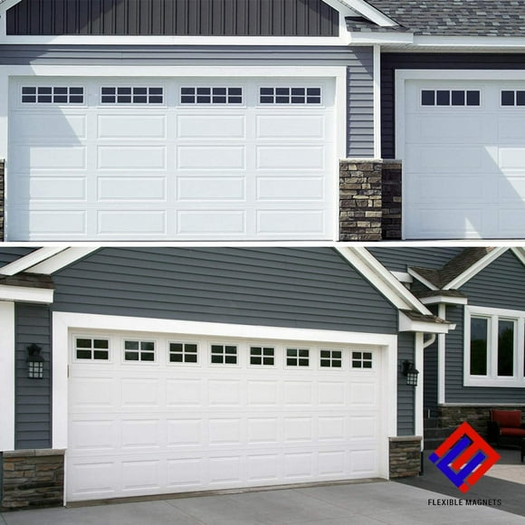 Magnetic Fake Window Panels for Garage Door - Faux Garage Window Magnets - Black (4"x6" 32 Magnets)