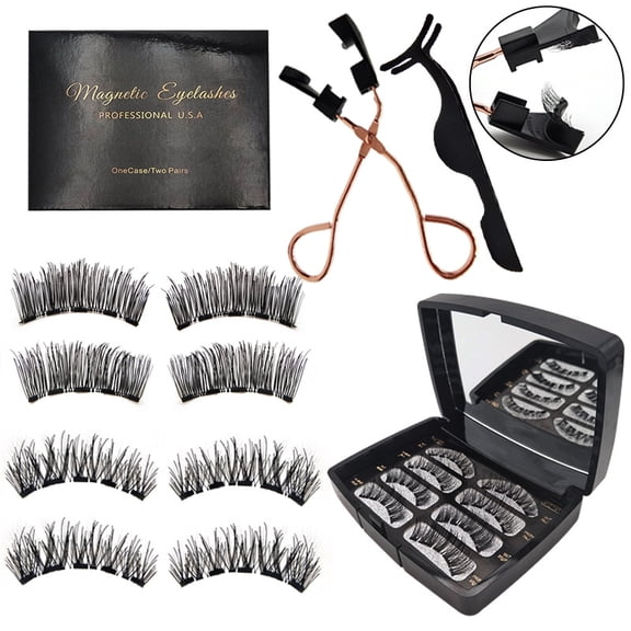 Magnetic False Eyelash Kit, Glue-Free, Thick & Curly, Dramatic Magnetic Lashes