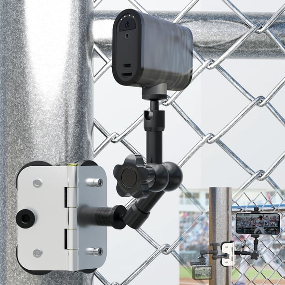 Magnetic Fence Mount, Post Mount for Mevo Start, GoPro, iPhone and Action Cameras, Two 1/4" Threaded Points, with Safety Rope, for Recording Baseball,Softball and Tennis Games