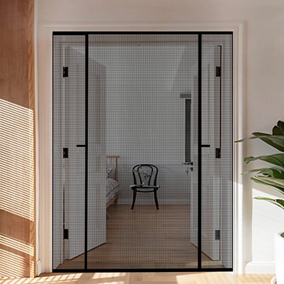 Magnetic Fiberglass Screen Door, Fits Up to 72 x 80 Inch, Double Opening Sliding Patio Door