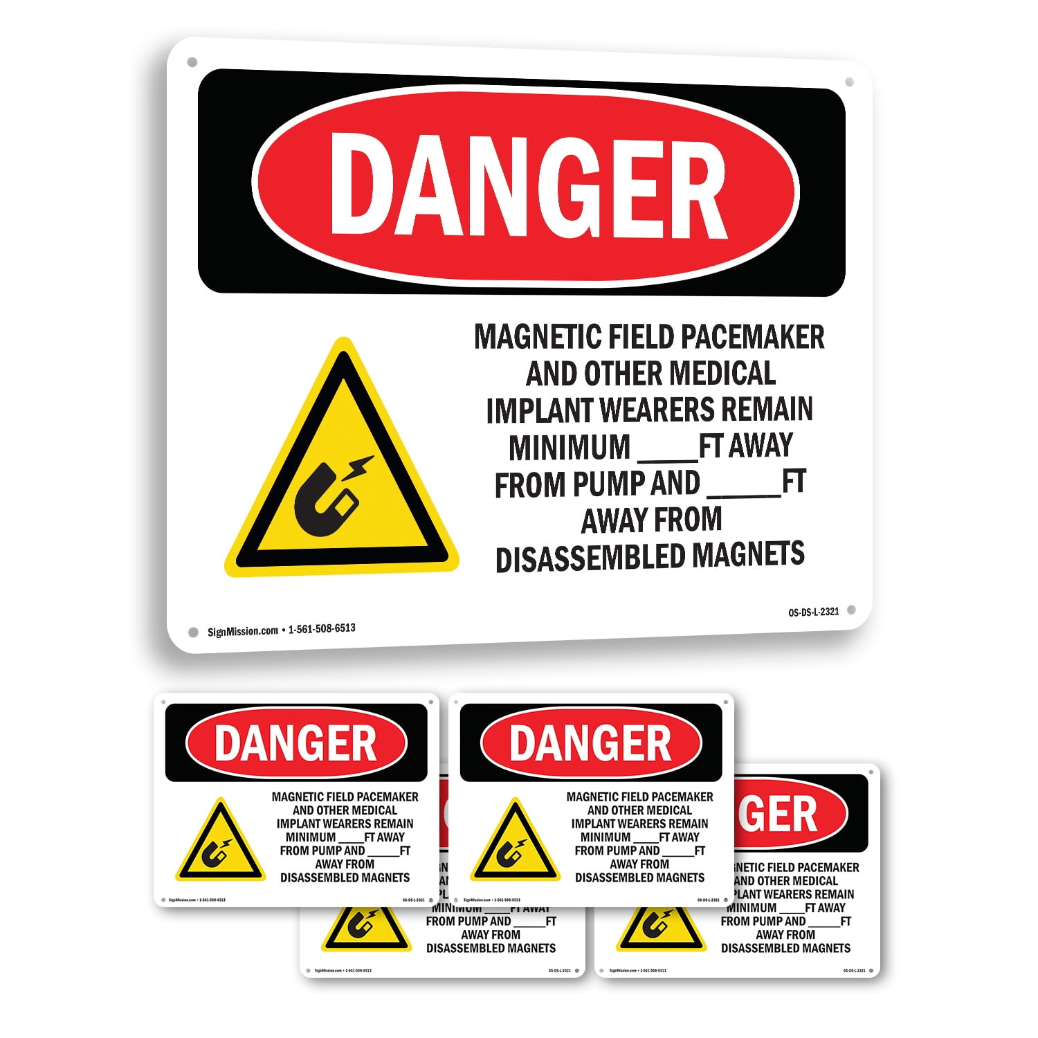 Pacemaker Compatable Sign Magnetic Field Pacemaker And OSHA Danger Aluminum Sign 14 Inch x 10 ...