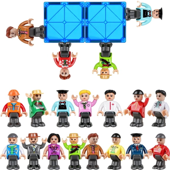 Magnetic Figures Interlocking Block Building Set 15pcs Community Helpers STEM Learning Toy