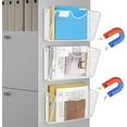 thumbnail image 1 of Magnetic File Holder, 3 Pockets Wall File Folders Holder No Drilling Magnetic Paper Mail Organizer Magazine Basket, Hanging Storage Rack for Fridge Cabinets Office Classroom(White), 1 of 14