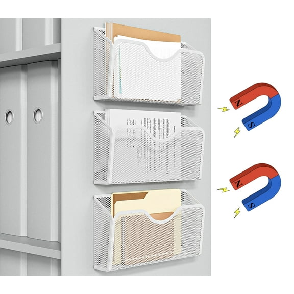 Magnetic File Holder 3PCS File Paper Mail Organizer No Drilling Magazine Paper Document Holder/Magnetic Hanging File Organizer