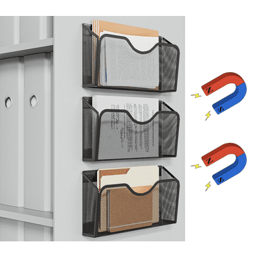 Magnetic File Holder 3PCS File Paper Mail Organizer No Drilling Magazine Paper Document Holder/Magnetic Hanging File Organizer