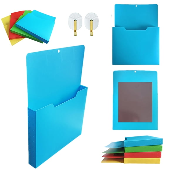 Magnetic File Holder Back to School-Refrigerator Magazine Holder for Mail Letters Notebooks, Space-Saving Storage Mail Organizer Case for Classroom Whiteboard, Office Supplies(Blue)