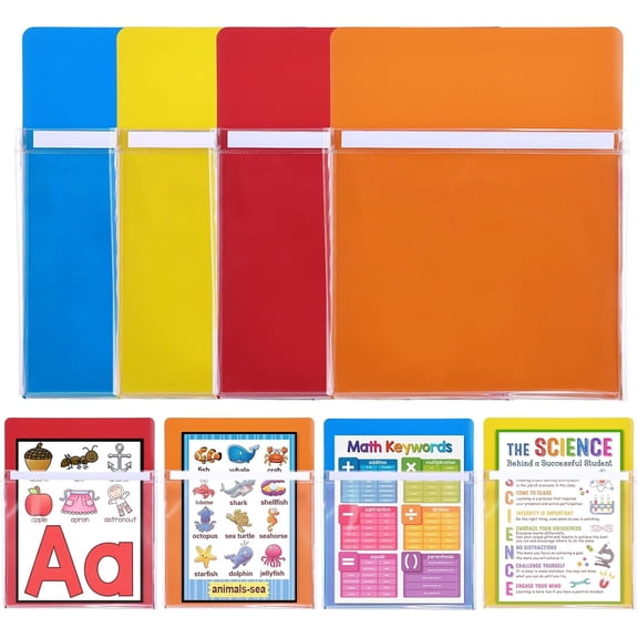 Magnetic File Holder for Classroom, Magnetic Pockets for Whiteboard, Magnetic Storage Pouch for Documents, Notes & Tools, Strong Magnet Backing for Fridge, Whiteboards, and Metal Surfaces