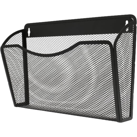 Magnetic File Holder, No Drilling Wall File Organizer, Large Capacity Paper Holder Multifunctional Mail Organizer for Refrigerator, Office, Classroom, Hanging Paper Folder Holder, Black