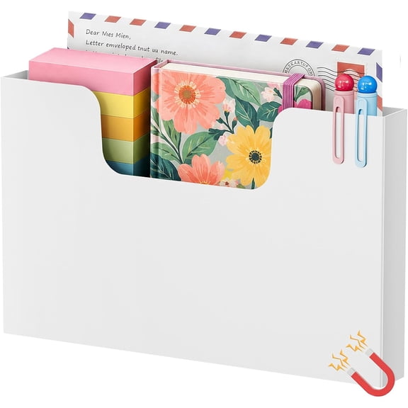 Magnetic File Holder, Magnetic Hanging Wall File Organizer, Pocket Paper Magazine Mail Organizer for Refrigerator,Notebooks,Planners,Letter