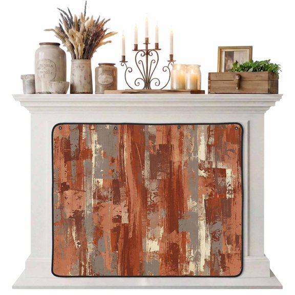 Magnetic Fireplace Cover Orange Abstract Painting Fireplace Screen Spotted Graffiti Art Insulation Fireplace Blocker Blanket Save Energy Fireplace Draft Stopper Covers for Living Room 45x34