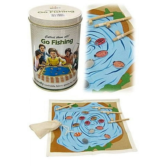 Magnetic Fishing Game Fabric in Tin