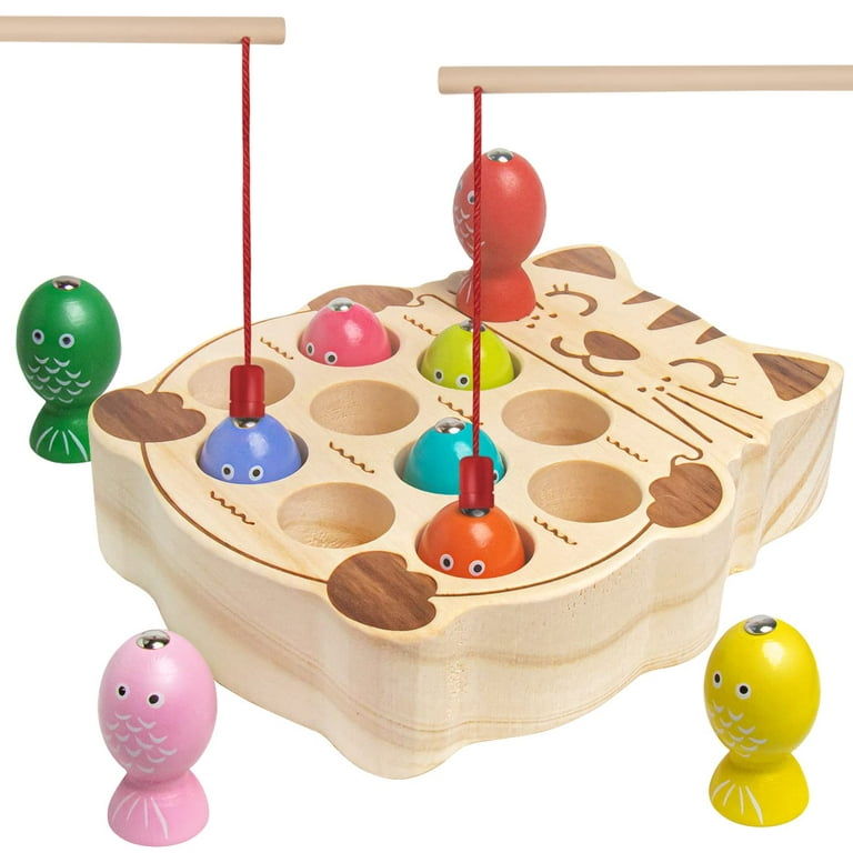 Magnetic Fishing Game,Wooden Montessori Toys for T 