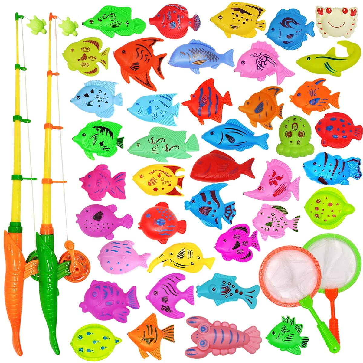  Kiditos Magnetic Fishing Toys Game Set with 4 Bathtub Tub Toys,  Swimming Pool Toy, Colorful Ocean Sea Animals, Fishing Pole Rod Net, Fishing  Game for Toddler Kids Age 3 4 5